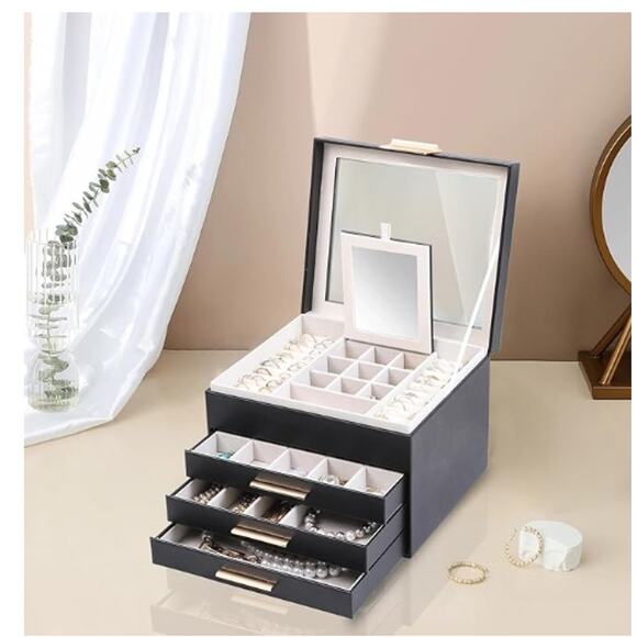 Jewelry Box with Glass Lids,4 Layers Large - Picture 6 of 7